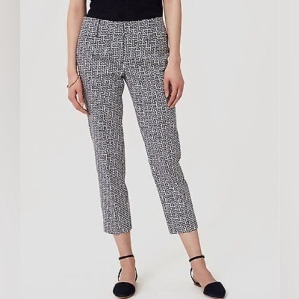 NWT Loft Riviera Marissa Fit Blue White Printed Cropped Pants 6P 6 Petite